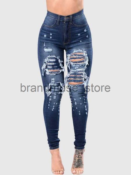 Jeans femminile 2023 jeans strappato da donna donna ad alta vita jeans ladies pantaloni denim donna jeans neri magri con buchi J231222