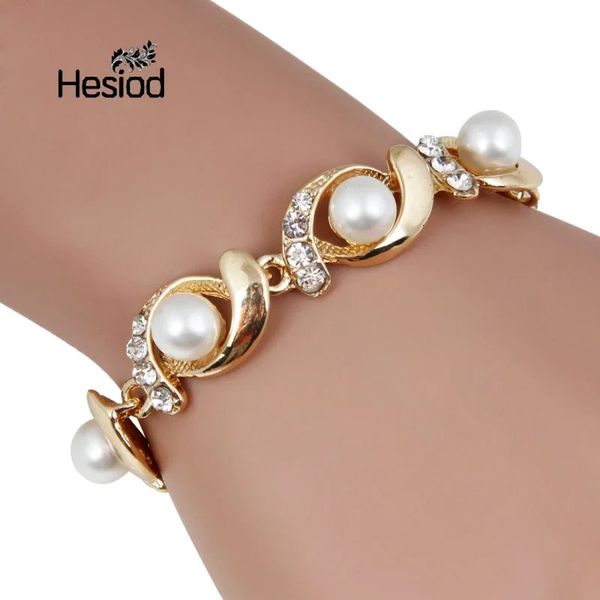 Bankle Hesiod Marke Imitation Perle Armband Frauen Modetrendy Gold Silber Farbkette Kristalllegierung einstellbar 231219