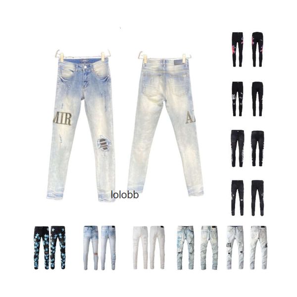 amirl amirlies am amis imiri amiiri Designer Herrenjeans Herren High Street Blue Jeans für Stickhosen Damen Oversize Ripped Patch Amari With Hole Denim Stra UB93