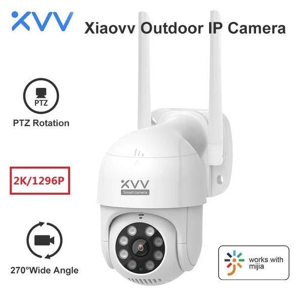 Plugs Xiaovv Smart Outdoor Camera P1 2K 1296P HD 270 ° PTZ Ruota WiFi Video Webcam B10 Pro Ip65 Ip Night Vision Telecamere per MI Home