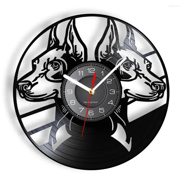 Relógios de parede Doberman Pinscher Relógio Cão Raças Cabeça Retratos Animais Filhote de Cachorro Registro Relógio Pet Amantes Presente