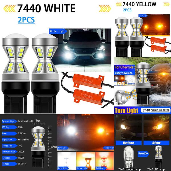 Nieuwe Decoratieve Verlichting 2PCS WY21W 7440 7441 T20 Canbus Foutloos LED Knipperlichten Blinker Lampen Geel Amber WIT voor Chevrolet Chevy Silverado