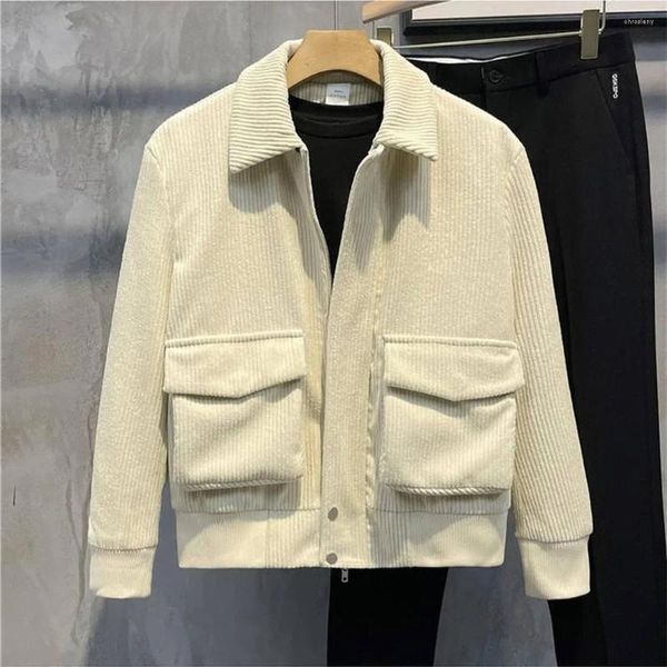 Casacos Masculinos Jaqueta De Veludo Coreano Moda Casual Primavera E Outono Rua Homens Casaco Inteligente Stand Collar Casacos