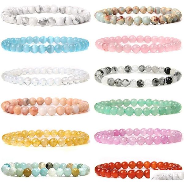 Colares Pingente Svovin 12 Pcs Gemstone 6mm Semi Precioso Rodada Frisada Pulseira Set Para Mulheres Homens Cura Cristal Estiramento Energia Sto Dhrlj