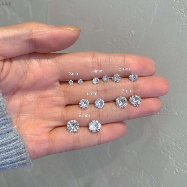 Brincos de zircônia 3a redondos, ilusão de diamante, joias luxuosas de zircônia cúbica para mulheres, pequenos pinos