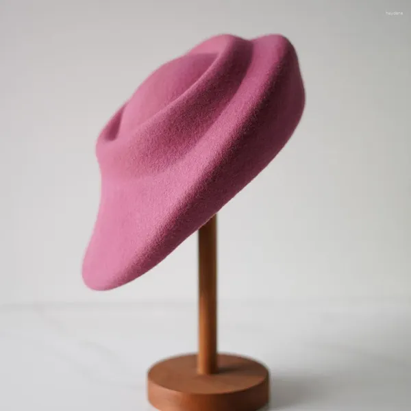 Berets Winte Hüte für Frauen im französischen Stil Wolle Baskenmütze Party Hochzeit Handwerk Kopfstücke Damen Fascinators Pillbox