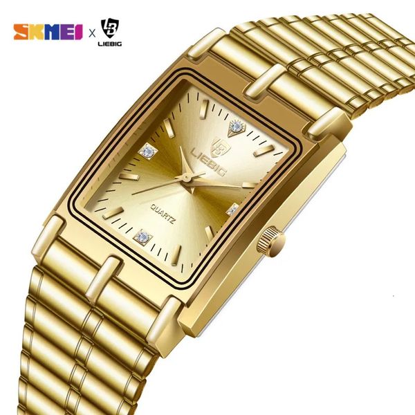 Outros relógios de luxo pulseira de aço de ouro relógios de pulso feminino masculino relógio de quartzo dourado para homens mulheres relogio masculino l1018 231219