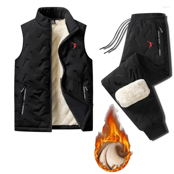 Erkek Ceketleri Spor giyim Sıradan koşu açık kıyafet fermuarlı kapüşonlu siyah sıcak spor pantolon 2 parça 2023 Sonbahar/Kış