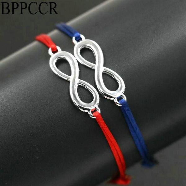 Braccialetti con ciondoli BPPCCR 2 pezzi set Lucky Digital 8 Infinity Rosso Stringa Corda Filo Treccia Linee colorate Amanti delle donne Pulseira Gioielli263H