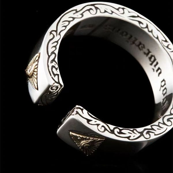 Sterling Silber Retro Meteor Ring Herren Trend Persönlichkeit Punkte vergoldet Zeigefinger Ring Mode einfacher Anti-Männer offener Ring Für Männer und Frauen Individuell