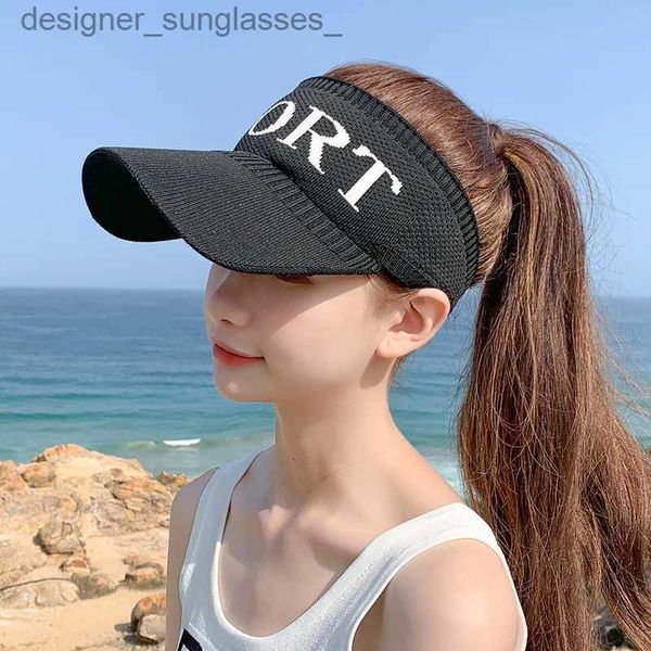 Visiere Tessuto elastico Visiera da spiaggia da donna Donna Top vuoto Cappelli eleganti per le donne Protezione solare estiva Sport Blocco UV C Golf CsL231219