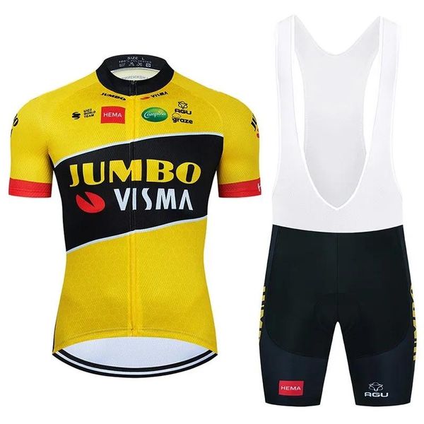 Set 2022 New Jumbo Team Cicling Jersey Set Summer Mtb Bicycle Bicycle Byle's Belgium Road Bike Shorts Shorts Shorts Maillot Culotte Suitja