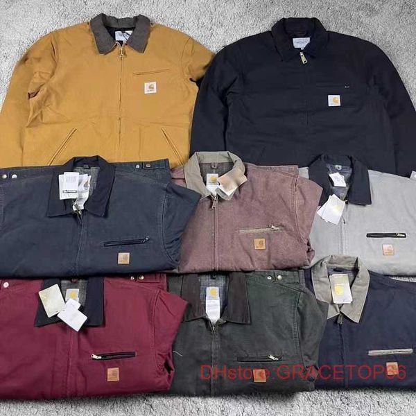 Мужская куртка пальто модный бренд Carhart J97 Carhatjackets куртки пятно Carhartj97 Detroit Hart холст американский ретро откидной воротник стираная спецодежда на молнии Dezm