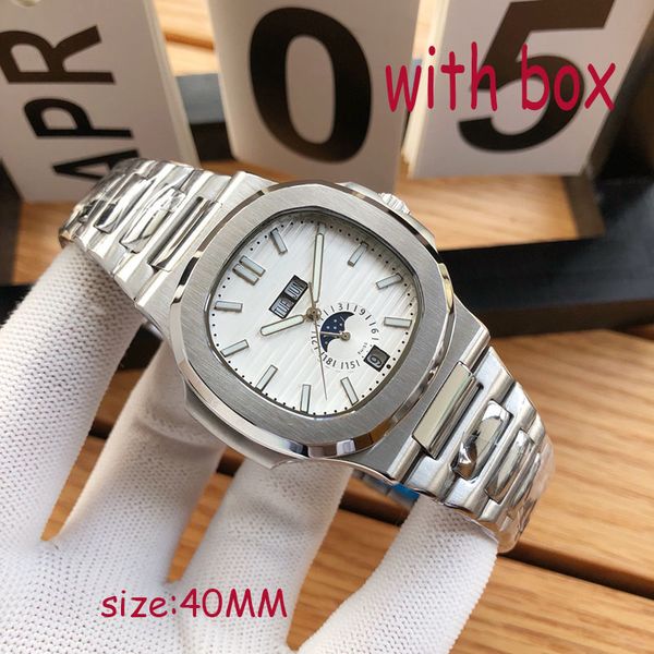 Watch Designer Watch Luxury Watch Yüksek kaliteli saat boyutu 40mm paslanmaz çelik otomatik saat ünlü marka saat moda saati Sapphire Saati Erkekler AAA