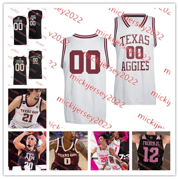 CUSTOM College Basketball trägt Texas A M Aggies Basketball-Trikot, individuell genähte Herren-Jugend Tyrece Radford Dexter Dennis Khalen Robinson H