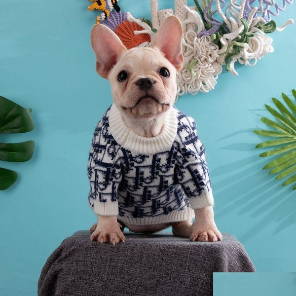 Köpek giyim tasarımcısı kıyafetleri Bldog Chihuahua Puppy Winter Sweater sıcak evcil hayvan kazakları kedi sweatshirts