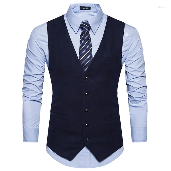 Gilet da uomo 2023 Gilet da abito Abito da sposa Abbigliamento Gilet sottile Moda monopetto Top da lavoro