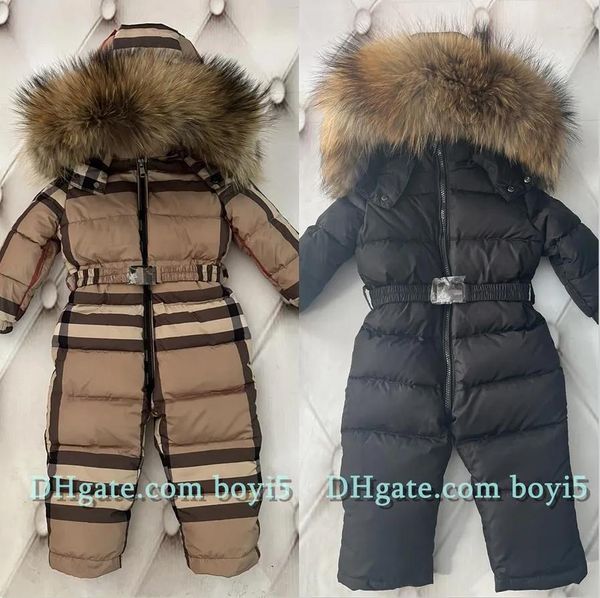 Counhe bebê One Piece Down Jacket Puffer Jaqueta para meninos e meninas recém -nascidas jaqueta quente colarinho de pêlo de pêlo branco enchendo roupas