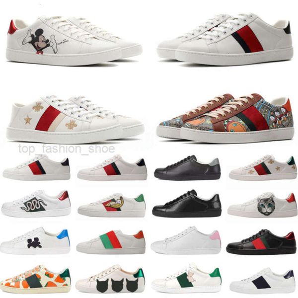 Designer di marca di lusso Stile classico G Ace Scarpe casual Uomo Donna Scarpe da ginnastica da ginnastica bianche nere ricamate in pelle di serpente ape