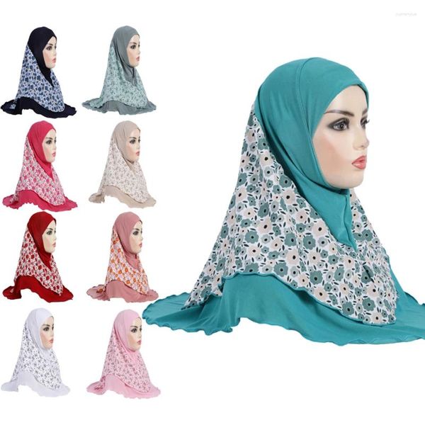 Abbigliamento etnico Adulti o ragazze grandi Taglia media 65 60 cm Pregate Hijab Stampa Strato Sciarpa musulmana Foulard islamico Cappello Amira Pull On Headwrap