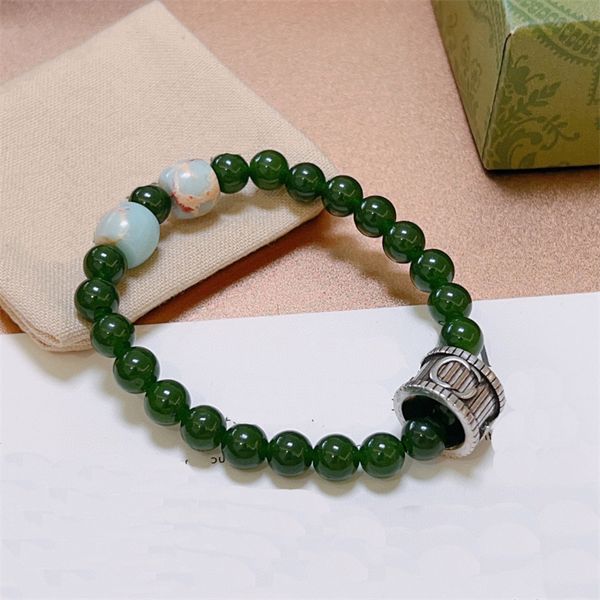 Pulseira de designer masculino natural verde ágata pulseira miçangas corrente pulseiras mulheres pulso raiva floresta g presente braçadeira jóias luxo