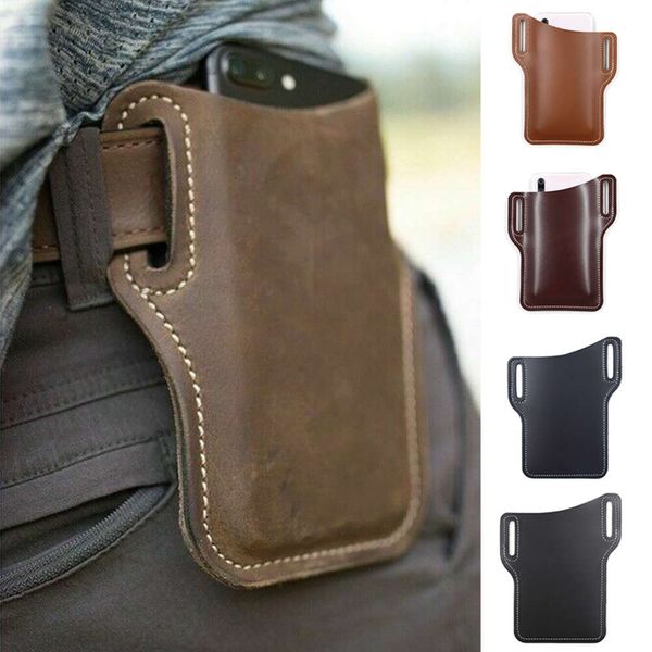 Männer Telefon Fall Holster Handy Schleife Holster Gürtel Taille Tasche Requisiten Leder Geldbörse Telefon Brieftasche Lauf Tasche Reisen Camping Taschen