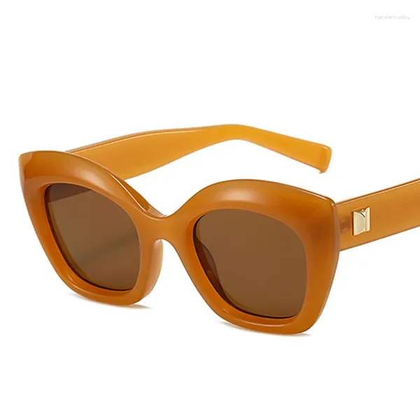 Тенденции солнцезащитных очков, женские кошачий глаз, женские модные брендовые дизайнерские оранжевые солнцезащитные очки, женские очки в стиле ретро UV400