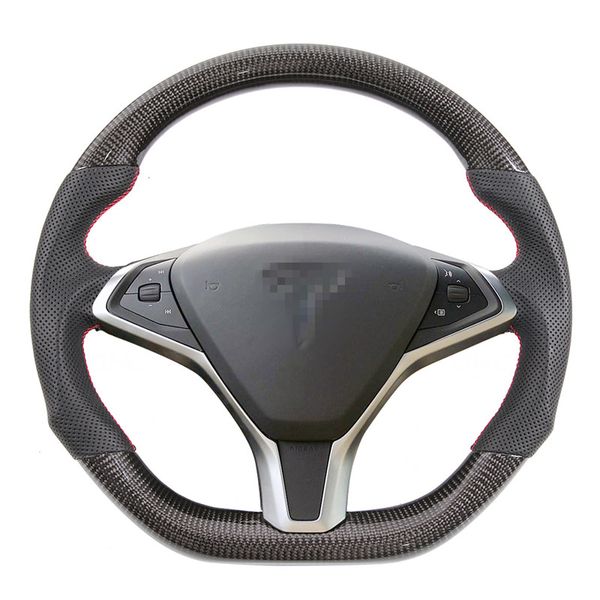 Volante per auto compatibile con accessori automobilistici in vera fibra di carbonio Tesla Model S