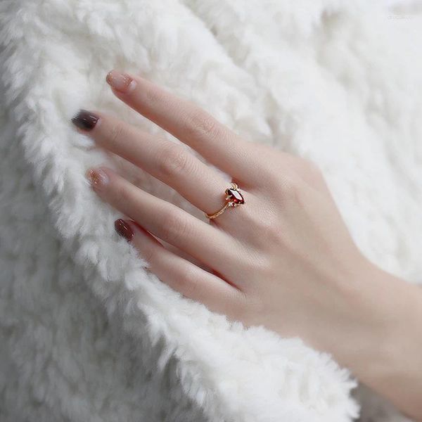 Кольца кластера LAMOON, винтажные женские аксессуары, красный цвет, натуральный гранат, драгоценный камень, стерлинговое серебро 925 пробы, позолоченное кольцо, ювелирные изделия RI139