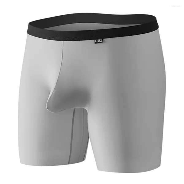 Mutande Estate Uomo Seta Ghiaccio Vita Bassa Boxer Slip Intimo Pantaloncini Mutandine Sottile Elastico Bici Sportiva