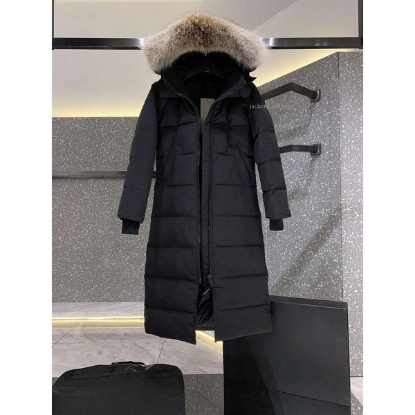 Canadian Gooses Daunenjacke für Damen, Parkers Canda Gosse Winter, lang, unterhalb des Knies, mit Kapuze, Wolfspelzkragen, Kanadajacke, dick, warm, 719