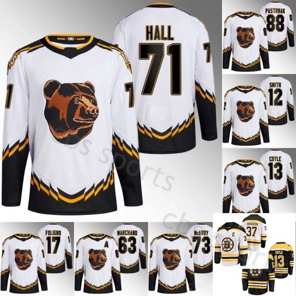 Boston 2023 Reverse Retro Taylor Hall Bruins Maglia Patrice Bergeron Craig Smith Charlie Coyle Nick Foligno David Krejci Brad Marchand Mcavo 65