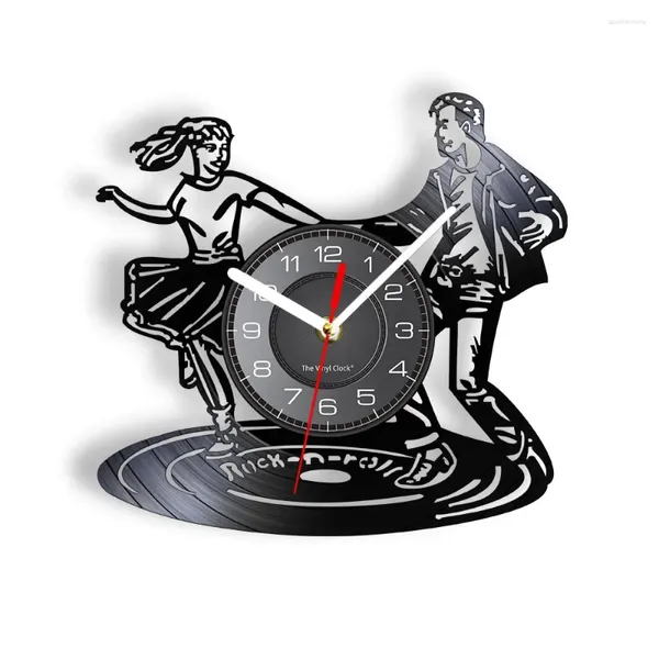 Wanduhren Disco Dancers Clock N Roll Dancing Vintage Nachtclub Zeitgenössisches dekoratives DJ Art Decor