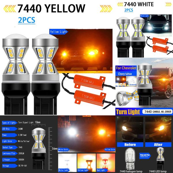 Новые декоративные фонари 2 шт. WY21W 7440 Canbus без ошибок с защитой от гипервспышки, светодиодные указатели поворота, мигающие лампы, желтая янтарная лампа для Chevrolet Chevy Tahoe