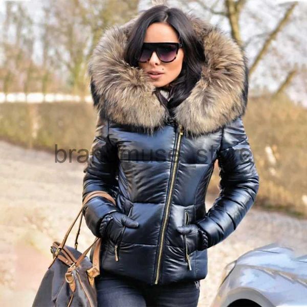 Mulheres para baixo Parkas jaqueta de inverno mulheres parka gola de pele com capuz casaco casual fino jaqueta curta moda feminina jaqueta de algodão acolchoado quente outwear j231219