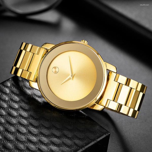 Horloges Mode Zakelijk Heren Gouden Horloges Eenvoudig Waterdicht Roestvrij Stalen Band Luxe Quartz Polshorloge Zilver Zwart