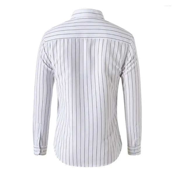 Camisas de vestido masculinas Camisa de lapela casual para homens Blusa listrada com mangas compridas Botão Up Top Perfeito Primavera e Outono M 3XL Tamanhos