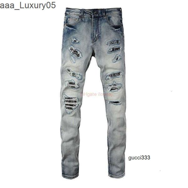 Jeans amari Knife amirl erican amirlies Pantaloni am High amis imiri Denim amiiri es AM Mens Designer Street Clothing Style es Jeans Cut Holes Large Dage Cashew Flowe OEQ3