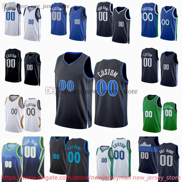 Personalizzato 2023-24 Basket stampato 77 Maglia Luka Doncic 11 Kyrie Irving 42 Maxi Kleber 2 Dereck Lively II 7 Dwight Powell 30 Seth Curry 0 Dante Exum Pantaloncini Greg Brown III