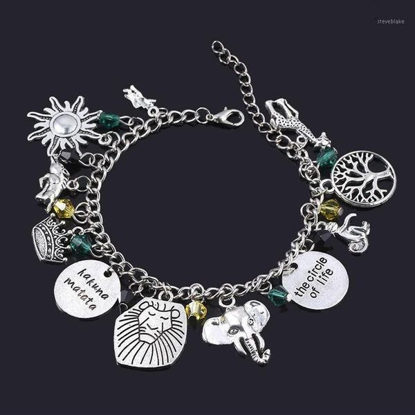 Charm Armbänder Anime Der König der Löwen Armband Simba Baum des Lebens Elefant Anhänger Armreifen Für Frauen Mädchen Modeschmuck Gift1264l