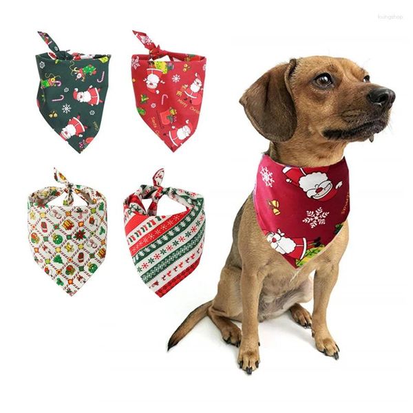 Coleiras de cachorro bonito natal pescoço bandana cachecol papai noel impressão colar babadores filhote de cachorro pitbull gravata pet festa vestir