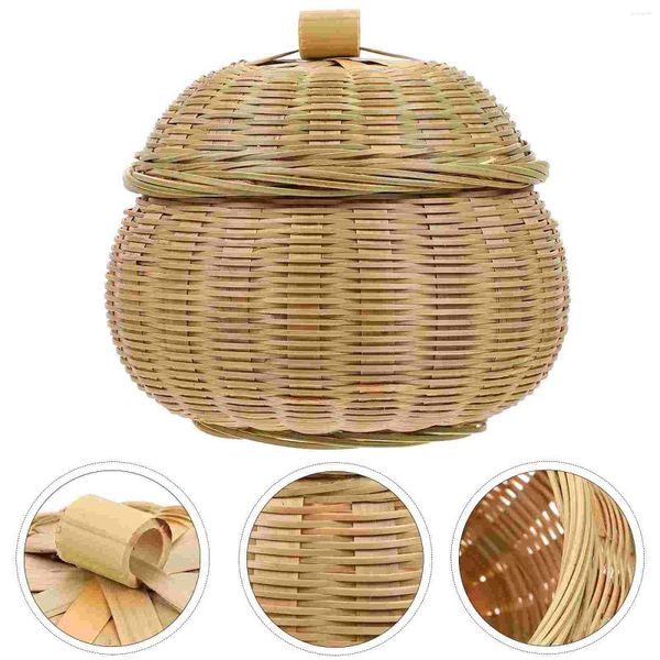 Set di stoviglie Cestino portauova Cestini decorativi in bambù Fioriera rotonda Supporto per supporto per trucco in tessuto domestico