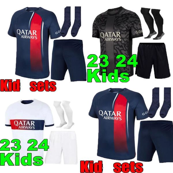 Новые футбольные майки 23 24 MBAPPE HAKIMI Vitinha Paris N. Mendes Maillots de Football MARQUINHOS MESSIS VERRATTI, детская форма, рубашка, униформа