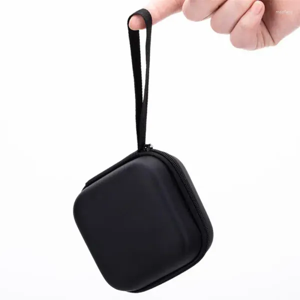 Borse portaoggetti Scatola per auricolari Accessori per cuffie piccole Attrezzatura audio portatile quadrata Borsa in PU Eva Nero