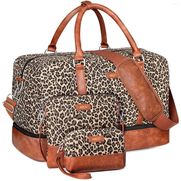Вещевые сумки с леопардовым принтом, дорожная сумка для коротких расстояний, большая вместимость, водонепроницаемый багаж, дорожная сумка для одежды, костюм