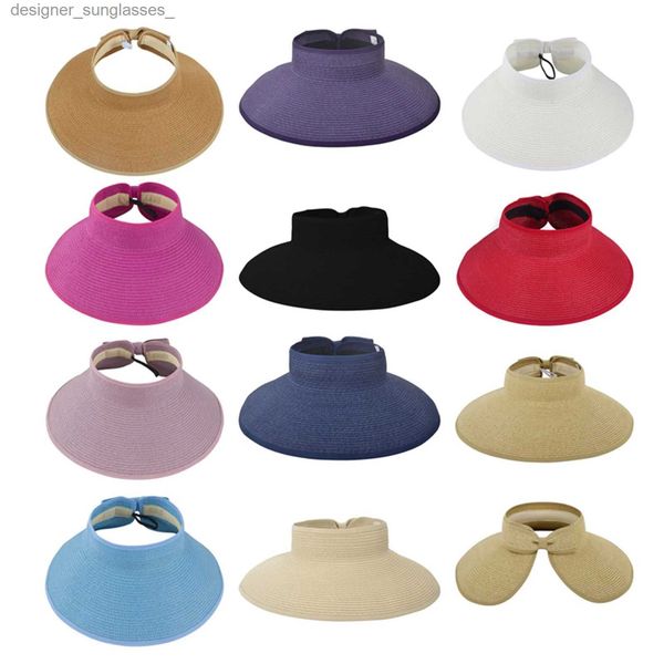 Visiere Donna Visiera parasole esterna Cappelli Estate Aria traspirante Cappelli da sole Tesa larga larga Protezione UV solida Scava fuori Vuoto Top Str CL231219