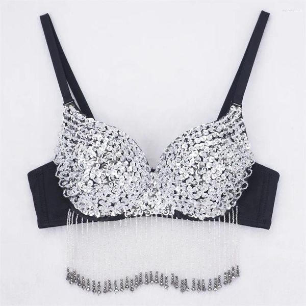 Canotte da donna Donna Paillettes Nappe Reggiseno Canotta Push Up Bustier Sexy Nightclub Party Canotte Donna Cropped Top Y4662