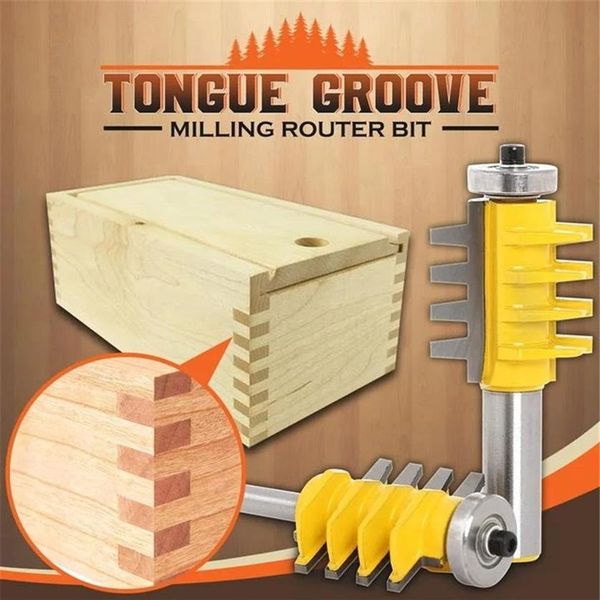 8 Shank Rail Reversibile Finger Joint Colla Router Bit Cono Tenone Taglierina per lavorazione del legno Utensili elettrici Router di legno Cutter267t