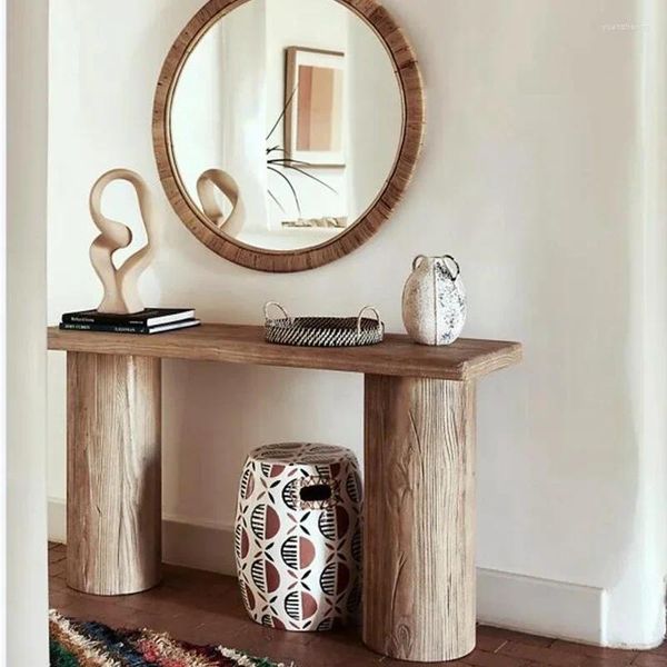 Placas decorativas Mesas de console Corredor de designer de arte em madeira maciça
