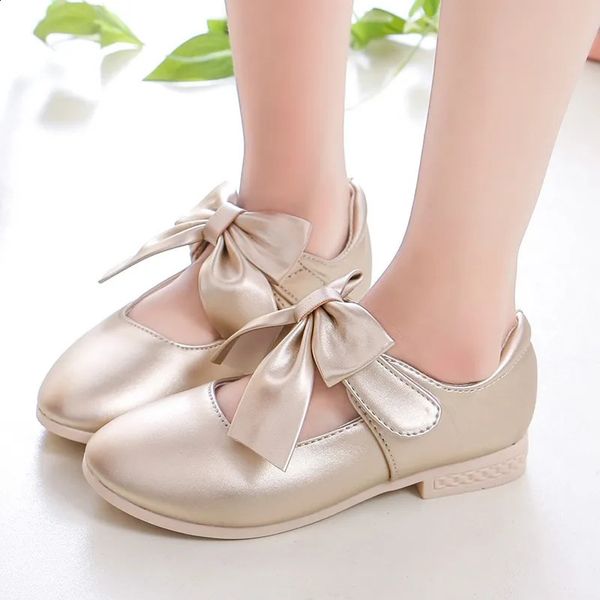 Flache Schuhe Mädchen Prinzessin Schuhe Flache Schleife Metallic Farbe Mode Süße Mädchen Mary Janes Schuhe Leichte rutschfeste 26-36 Kinder Ballerinas 231219